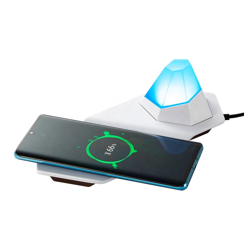 UYLED New Product W9 2 in1 Multifunctional White Plastic Quick Charge Smart Qi Wireless Charger LED Night Light