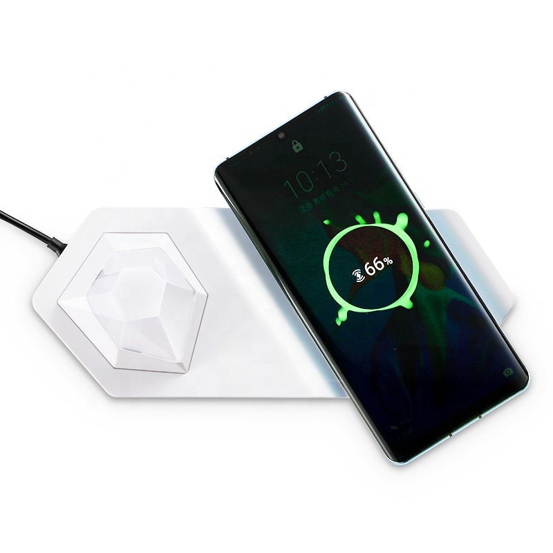 2 in 1 Portable RGB Color Changing Wireless Phone Charger with Night Light